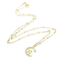 Cubic Zircon Micro Pave Brass Necklace, gold color plated, micro pave cubic zirconia & for woman, 12.50x15x2mm, Length:Approx 18 Inch, Sold By PC