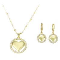Cubic Zirconia Micro Pave Brass Jewelry Sets gold color plated & micro pave cubic zirconia & for woman & hollow Length Approx 18 Inch Sold By PC