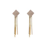 Fashion Fringe Earrings, Tibetan Style, plated, fashion jewelry & for woman & with rhinestone, more colors for choice, nickel, lead & cadmium free, 70x17mm, Sold By Pair