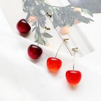 Resin Earring Zinc Alloy with Resin Cherry fashion jewelry & for woman nickel lead & cadmium free Sold By Pair