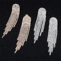 Fashion Fringe Earrings Brass fashion jewelry & for woman & with rhinestone nickel lead & cadmium free 70mm Sold By Pair