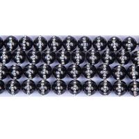 Abalorios de Ágata Negra, Bricolaje & con diamantes de imitación, Negro, 12.50x14x1.40mm, Vendido para aproximado 38 cm Sarta