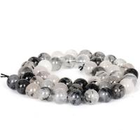 Black Rutilated Quartz Beads Round Unisex mixed colors Length Approx 21 cm Sold By PC