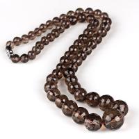 Quartz Necklace, Smoky Quartz, graduated beads & for woman & faceted, brown, Length:Approx 38 cm, Sold By PC