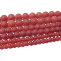 Natural Red Agate Beads, DIY & frosted, red, Sold Per Approx 38 cm Strand