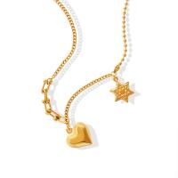 Titanstahl Halskette, Titan Stahl Karabinerverschluss, für Frau, goldfarben, Länge:47 cm, verkauft von PC