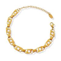 Titanium Steel Bracelet, titanium steel lobster clasp, for woman, golden, 7mm, Length:20 cm, Sold By PC