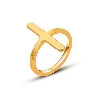 Titanium Staal Finger Ring, plated, voor vrouw, gouden, 3mm, Verkocht door PC