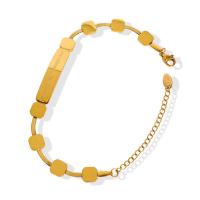 Titanium Steel Bracelet, titanium steel lobster clasp, for woman, golden, Length:Approx 21 cm, Sold By PC