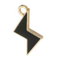 Tibetan Style Enamel Pendants, Lightning Symbol, gold color plated, Unisex, black, nickel, lead & cadmium free, 12x21x2mm, Hole:Approx 3mm, Approx 500PCs/Bag, Sold By Bag