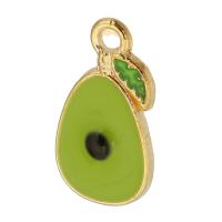Tibetan Style Enamel Pendants, gold color plated, Unisex, green, nickel, lead & cadmium free, 9x17.50x2mm, Hole:Approx 2mm, Approx 500PCs/Bag, Sold By Bag