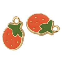 Zinc Alloy Enamel Pendants Strawberry gold color plated Unisex red nickel lead & cadmium free Approx 2mm Approx Sold By Bag