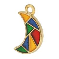 Zinc Alloy Enamel Pendants Moon gold color plated Unisex multi-colored nickel lead & cadmium free Approx 2mm Approx Sold By Bag