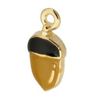 Zinc Alloy Enamel Pendants Pinecone gold color plated Unisex yellow nickel lead & cadmium free Approx 2mm Approx Sold By Bag
