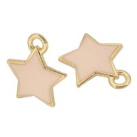 Tibetan Style Enamel Pendants, Star, gold color plated, Unisex, pink, nickel, lead & cadmium free, 12x14x2mm, Hole:Approx 2mm, Approx 500PCs/Bag, Sold By Bag