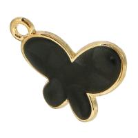Tibetan Style Enamel Pendants, Butterfly, gold color plated, Unisex, black, nickel, lead & cadmium free, 17x14x3mm, Hole:Approx 2mm, Approx 500PCs/Bag, Sold By Bag