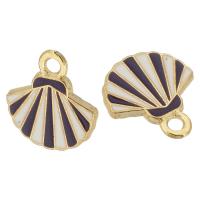 Tibetan Style Enamel Pendants, Shell, gold color plated, Unisex, white and black, nickel, lead & cadmium free, 12.50x13x1mm, Hole:Approx 2mm, Approx 500PCs/Bag, Sold By Bag