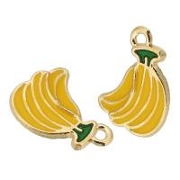 Zinc Alloy Enamel Pendants Banana gold color plated Unisex yellow nickel lead & cadmium free Approx 2mm Approx Sold By Bag