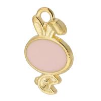 Zinc Alloy Enamel Pendants Rabbit gold color plated Unisex pink nickel lead & cadmium free Approx 2mm Approx Sold By Bag