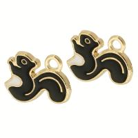 Tibetan Style Enamel Pendants, Squirrel, gold color plated, Unisex, black, nickel, lead & cadmium free, 15x12x1.50mm, Hole:Approx 2mm, Approx 500PCs/Bag, Sold By Bag