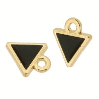 Tibetan Style Enamel Pendants, Triangle, gold color plated, Unisex, black, nickel, lead & cadmium free, 8x10x2mm, Hole:Approx 2mm, Approx 500PCs/Bag, Sold By Bag