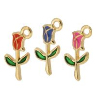 Tibetan Style Enamel Pendants, Rose, gold color plated, Unisex, more colors for choice, nickel, lead & cadmium free, 9x18x2mm, Hole:Approx 2mm, Approx 500PCs/Bag, Sold By Bag