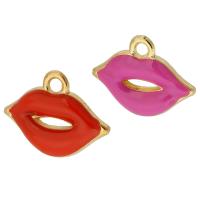 Tibetan Style Enamel Pendants, Lip, gold color plated, Unisex, more colors for choice, nickel, lead & cadmium free, 18x13.50x3mm, Hole:Approx 2mm, Approx 500PCs/Bag, Sold By Bag