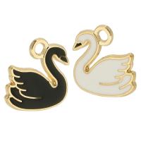 Zinc Alloy Enamel Pendants Swan gold color plated Unisex nickel lead & cadmium free Approx 2mm Approx Sold By Bag