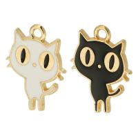 Zinc Alloy Enamel Pendants Cat gold color plated Unisex nickel lead & cadmium free Approx 2mm Approx Sold By Bag