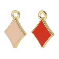 Tibetan Style Enamel Pendants, Rhombus, gold color plated, Unisex, more colors for choice, nickel, lead & cadmium free, 10x15x2mm, Hole:Approx 2mm, Approx 500PCs/Bag, Sold By Bag