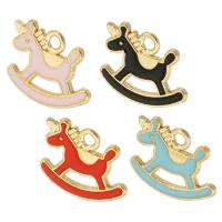 Tibetan Style Enamel Pendants, rocking horse, gold color plated, Unisex, more colors for choice, nickel, lead & cadmium free, 15.50x14x1mm, Hole:Approx 2mm, Approx 500PCs/Bag, Sold By Bag