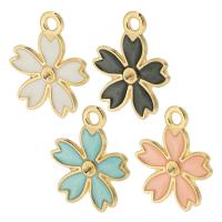 Tibetan Style Enamel Pendants, Flower, gold color plated, Unisex, more colors for choice, nickel, lead & cadmium free, 14x16.50x2mm, Hole:Approx 2mm, Approx 500PCs/Bag, Sold By Bag