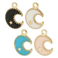 Zinc Alloy Enamel Pendants Moon gold color plated Unisex nickel lead & cadmium free Approx 2mm Approx Sold By Bag