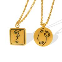 Titanstahl Halskette, mit Verlängerungskettchen von 5cm, Unterschiedliche Form zur Auswahl & für Frau, goldfarben, 17mm, Länge ca. 40 cm, verkauft von PC