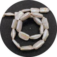 Cultured Biwa Freshwater Pearl Beads, Rectangle, polished, DIY, white, 10x18mm, Sold Per Approx 14.96 Inch Strand