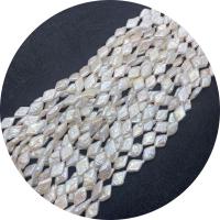 Perle perline Keishi coltivate d'acqua dolce, perla d'acquadolce coltivata naturalmente, Rhombus, lucido, DIY, bianco, 10x15mm, Venduto per Appross. 14.96 pollice filo