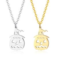 316 Stainless Steel Necklace Pumpkin gold color plated With Pendant & fashion jewelry & DIY & Unisex Length 55 cm Sold By PC