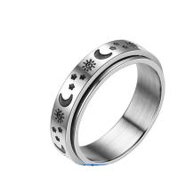 Partículas de acero anillo de los pares, Tallado, Joyería & unisexo & diverso tamaño para la opción, plateado, 6x2mm, Vendido por UD
