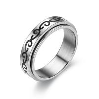 Partículas de acero anillo, Tallado, Joyería & unisexo & diverso tamaño para la opción, plateado, 6x2mm, Vendido por UD