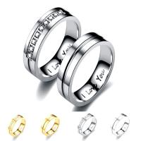 Couple Finger Rings 201 Stainless Steel Vacuum Ion Plating Unisex  & with rhinestone 6mm Sold By PC