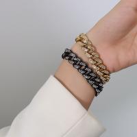 Acier titane bracelet, bijoux de mode & pour femme & avec strass, plus de couleurs à choisir, 12.50mm, Longueur:Environ 6.5 pouce, Vendu par PC