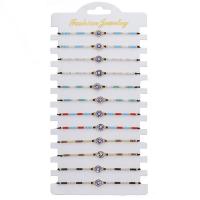Glass Beads Bracelet Seedbead with zinc alloy bead & Waxed Nylon Cord Round handmade 12 pieces & Adjustable & fashion jewelry & for woman Length 8-28 cm Sold By Set