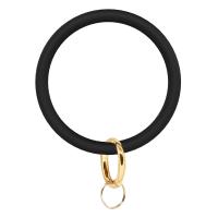 Silicone Key Clasp Setting with Zinc Alloy Round gold color plated DIY 6mm Inner Approx 65mm Sold By PC
