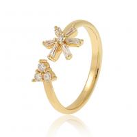Cubique anneau en laiton Circonia Micro Pave, fleur, Placage de couleur d'or, pavé de micro zircon & pour femme, plus de couleurs à choisir, 22mm, Vendu par PC