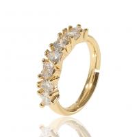 Cúbicos Circonia Micro Pave anillo de latón, metal, chapado en color dorado, Ajustable & micro arcilla de zirconia cúbica & para mujer, más colores para la opción, 22mm, Vendido por UD