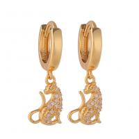 Huggie Hoop Drop Earring, Brass, gold color plated, more sizes for choice & micro pave cubic zirconia & for woman, Sold By PC