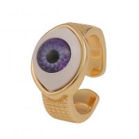Evil Eye Jewelry Ring Finger, cobre, olho, cromado de cor dourada, Ajustável & para mulher & esmalte, Mais cores pare escolha, 23mm, vendido por PC