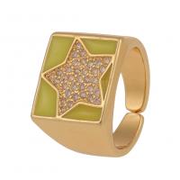 Cubique anneau en laiton Circonia Micro Pave, Placage de couleur d'or, Réglable & pavé de micro zircon & pour femme & émail, plus de couleurs à choisir, 20mm, Vendu par PC