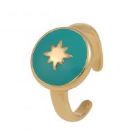 Brass Cuff Finger Ring, gold color plated, Adjustable & for woman & enamel, more colors for choice, 20mm, Sold By PC