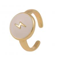 Mässing Finger Ring, guldfärg pläterade, Justerbar & för kvinna & emalj, fler färger för val, 21mm, Säljs av PC
